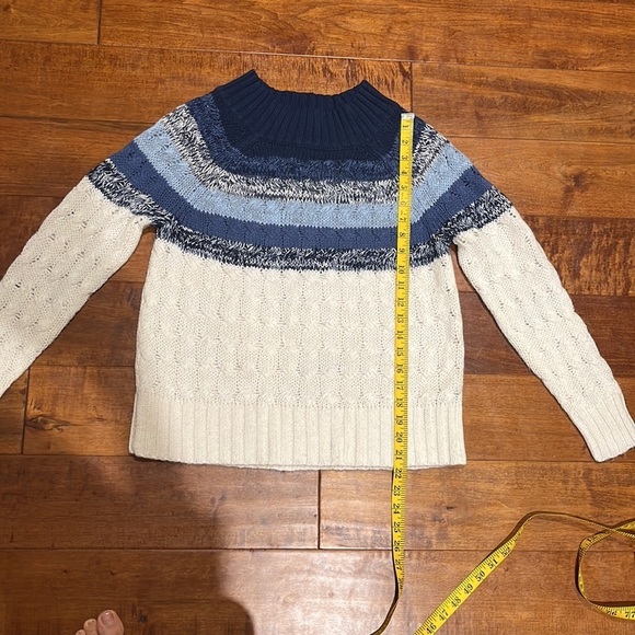 NWT CHAPS Chunky Cable Knit Sweater BlueCream Multi Color Size S - Picture 10 of 10